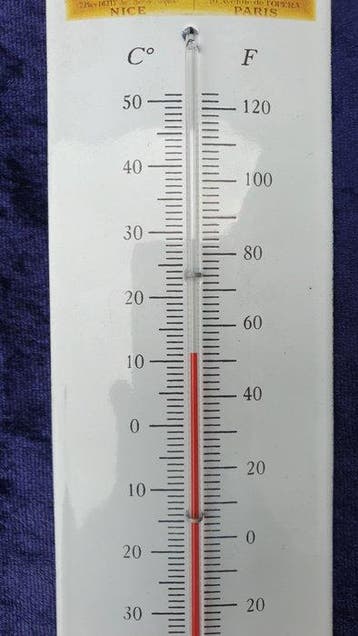 Emaille bord - Metaal - emaille-thermometer  Huile D Olive, Antiek en Kunst