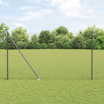 vidaXL Hekpaal met grondpen 7 st Grijs Gepoedercoat staal, Verzenden, Nieuw