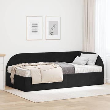 vidaXL Hoekbedframe met Matras met hoofdeinde 2 pcs Zwart, Verzenden, Nieuw