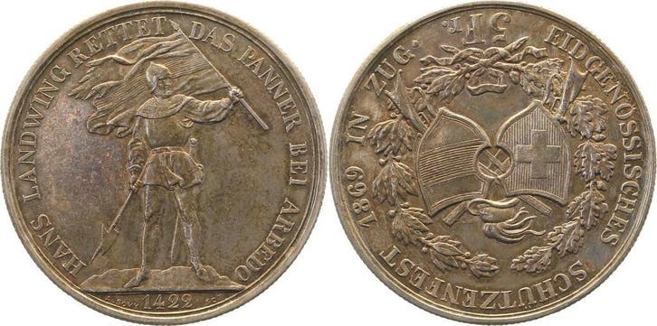 Taler, daalder 5 Frank Schweiz in Zug 1869 prfr/stgl Land..., Postzegels en Munten, Munten | Europa | Niet-Euromunten, België
