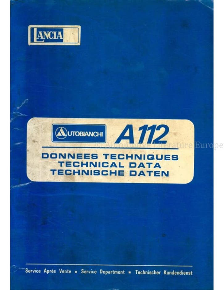 1977 LANCIA | AUTOBIANCHI A112 TECHNISCHE DATA MULTI, Autos : Divers, Modes d'emploi & Notices d'utilisation