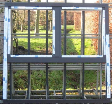 pvc raam , chassis , venster 185 x 177 wit / zwartbruin 8022, Ophalen of Verzenden, Raamkozijn