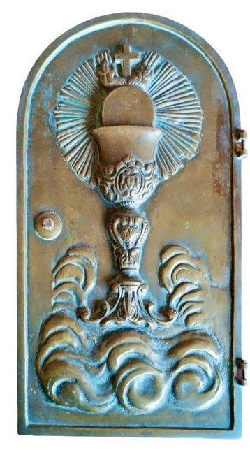 Tabernakeldeur - IHS - 38,5 cm - 3,2 kg - Massief brons -