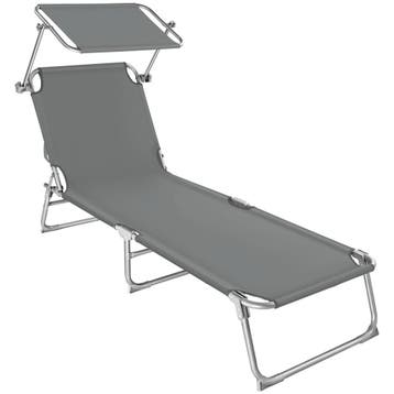 tectake Ligbed met 4 standen - grijs, Jardin & Terrasse, Verzenden