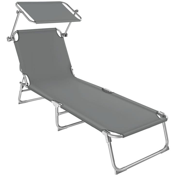 tectake Ligbed met 4 standen - grijs, Tuin en Terras, Tuinsets en Loungesets, Verzenden