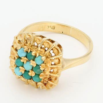 Ring - 18 karaat Geel goud - Turquoise