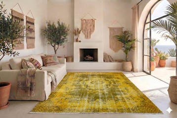 Jaune vintage - Tapis - 280 cm - 195 cm - avec certificat, Antiquités & Art