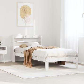 vidaXL Bedframe met hoofdeinde zonder matras 100x200 cm wit, Verzenden