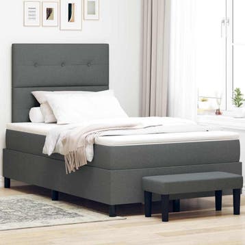 vidaXL Boxspring bed met kussen Donkergrijs 120 x 200 cm, Verzenden, Nieuw