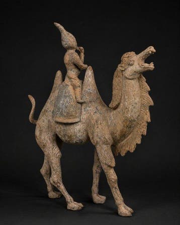 Oud Chinees, Tang-dynastie Terracotta Camell en ruiter. Met