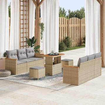 vidaXL Tuinbank Set 11 st 10-Aantal zitplaatsen Beige en, Verzenden, Nieuw