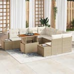 vidaXL Tuinbank Set met opslag 9 pcs Beige Poly rattan, Verzenden