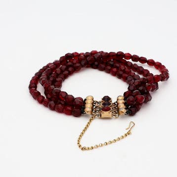 Armband - 14 karaat Geel goud - Granaat, Nieuw