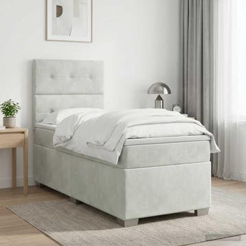 vidaXL Boxspringbed met matras Lichtgrijs 90 x 200 cm, Verzenden