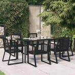 vidaXL 7-delige Tuinset PVC-rattan zwart, Verzenden, Nieuw, Tuinset