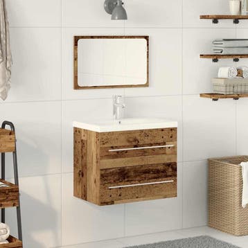 vidaXL Wastafel kabinet voor de badkamer met lade 2 pcs Oud, Verzenden, Nieuw