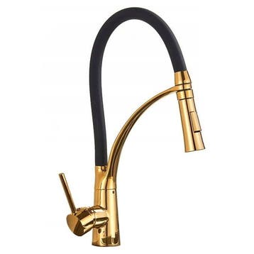 Messing keukenkraan Zwart/Goud | -60% Retour deal | Koop nu, Huis en Inrichting, Minder dan 50 cm, Verzenden, Zo goed als nieuw