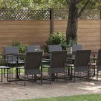 vidaXL Tuin Eettafel Set 11 pcs Zwart Staal, Tuin en Terras, Verzenden, Nieuw