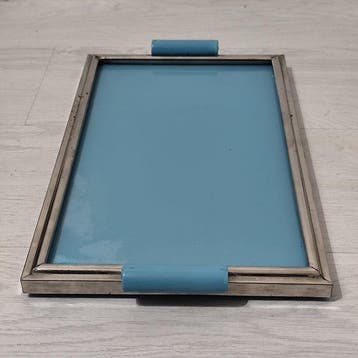Plateau de service - verre acier bois - Plateau à boissons