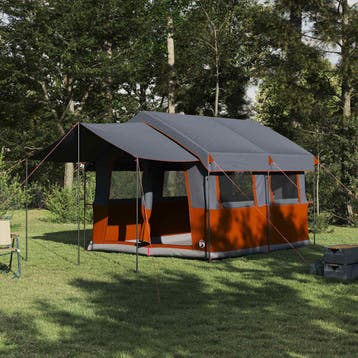vidaXL Familietent 4-Persoons 4-persoons Grijs en Oranje, Verzenden