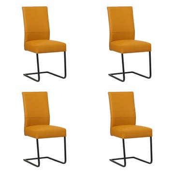 Set van 4 Leren eetkamerstoelen Remix - Toledo Leem, Ophalen of Verzenden, Nieuw, Leer, Eén