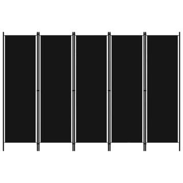 vidaXL Kamerscherm met 5 panelen 250x180 cm zwart, Verzenden, Nieuw