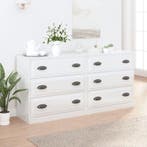 vidaXL Dressoirs 2 st bewerkt hout hoogglans wit, Huis en Inrichting, Kasten | Dressoirs, Verzenden, Nieuw