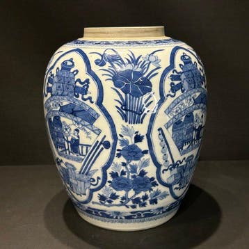 Pot - Porcelaine - Vase à couvercle bleu et blanc