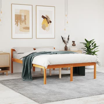 vidaXL Seniorenbed massief grenenhout wasbruin 120x190 cm, Huis en Inrichting, Slaapkamer | Bedden, Verzenden, Nieuw