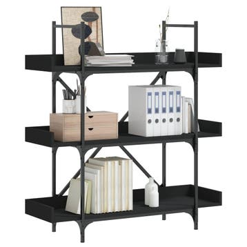 vidaXL Boekenkast 3-laags 100x33x108,5 cm bewerkt hout zwart, Verzenden, Nieuw