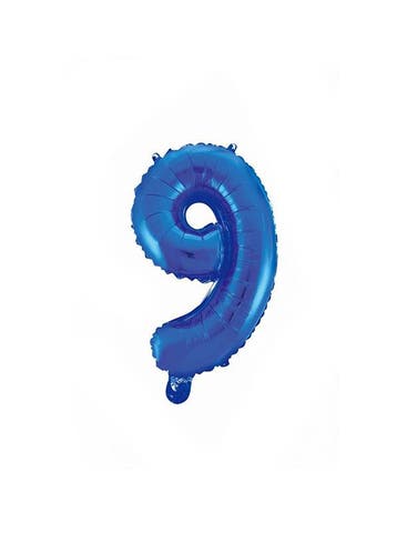 Folie Ballon Cijfer 9 Blauw 41cm met Rietje, Verzenden, Nieuw