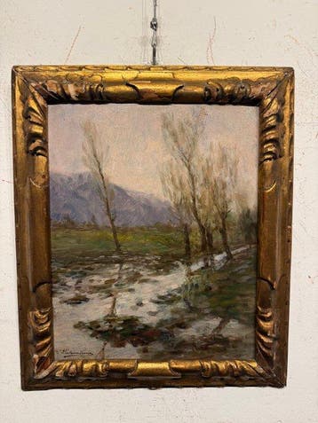F. Pietrantonio (XIX-XX) - Scorcio di Campagna con Ruscello, Antiek en Kunst