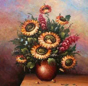 W. Reynard (XX) - Floral still life with sunflowers