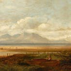 British school (XIX) - Coastal landscape with fisherman and