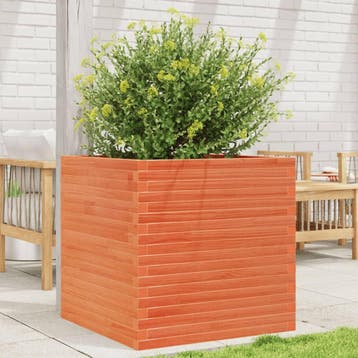 vidaXL Plantenbak 70x70x68,5 cm massief grenenhout wasbruin, Verzenden, Nieuw