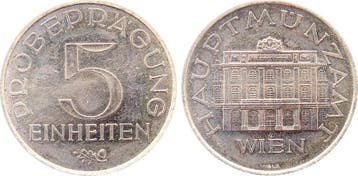 Österreich Probepraegung 5 Einheiten Hauptmuenzamt Wien, Verzenden, België