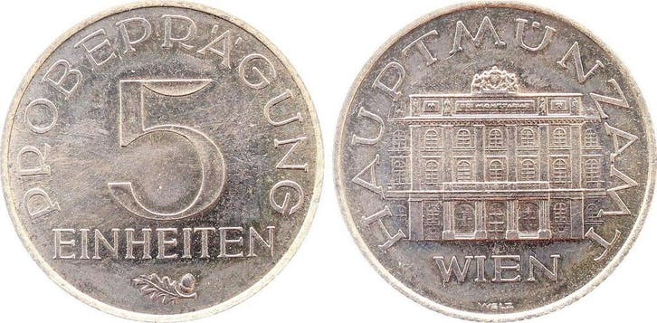 Österreich Probepraegung 5 Einheiten Hauptmuenzamt Wien, Postzegels en Munten, Munten | Europa | Niet-Euromunten, België, Verzenden