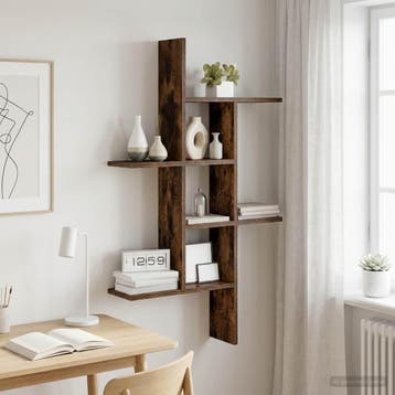vidaXL Wandplank Gerookt eiken 61 x 15 x 102 cm Bewerkt hout, Verzenden