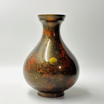 Vaas - Brons, vergulde decoratie, Hoogte 25 cm (groot