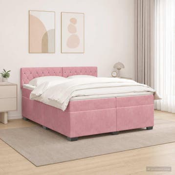 vidaXL Boxspringbed met matras en LED Roze 200 x 200 cm, Verzenden, Nieuw