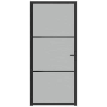 vidaXL Binnendeur 93x201,5 cm matglas en aluminium zwart, Verzenden, Nieuw