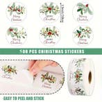 Sluitstickers grotere kerstetiketten merry christmas hulst
