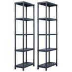 vidaXL Opbergrekken 2 st 125 kg 60x30x180 cm kunststof zwart, Huis en Inrichting, Verzenden, Nieuw