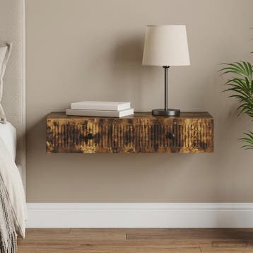 vidaXL Wandgemonteerde Zijtafel Gerookt eiken 87,5 x 34,5 x, Huis en Inrichting, Kasten | Overige, Verzenden, Nieuw