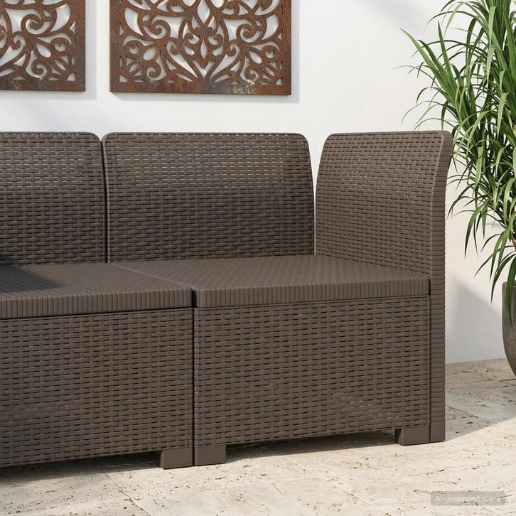 vidaXL Eén-zits Tuin Sofa Rieten Look PP Lichtgrijs, Tuin en Terras, Tuinsets en Loungesets, Nieuw, Verzenden
