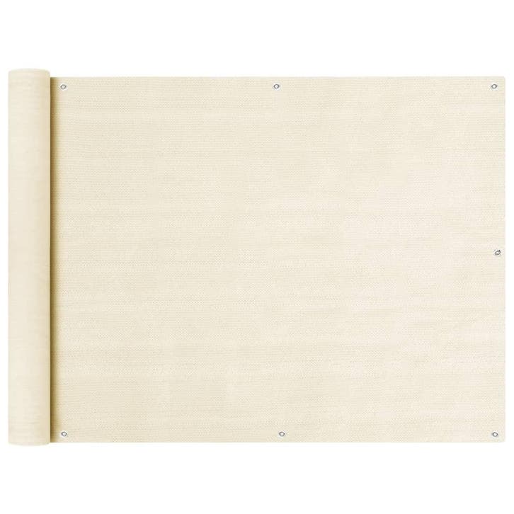 vidaXL Balkonscherm 90x600 cm HDPE crèmekleurig, Tuin en Terras, Parasols, Nieuw, Verzenden