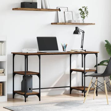 vidaXL Bureau met plank Oud Hout 140 x 50 x 75 cm Bewerkt, Huis en Inrichting, Verzenden, Nieuw