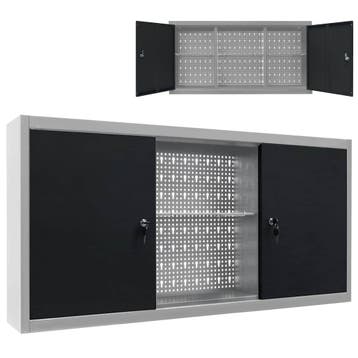 vidaXL Gereedschapskast voor aan de wand metaal grijs en, Verzenden, Nieuw