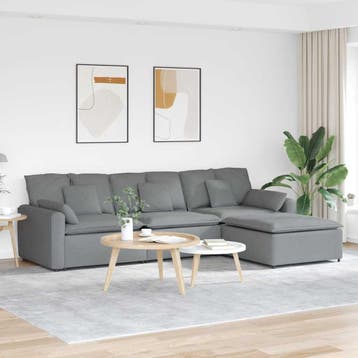 vidaXL Modulaire bank met voetenbank en kussens lichtgrijs, Huis en Inrichting, Verzenden, Nieuw