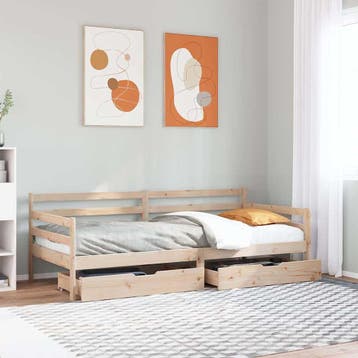 vidaXL Slaapbank met lades 90x190 cm massief grenenhout, Verzenden